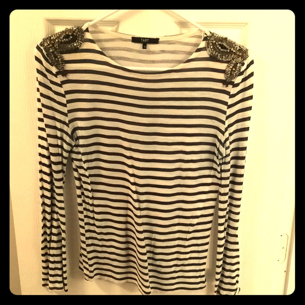 Striped Shirt w/ beaded shoulders